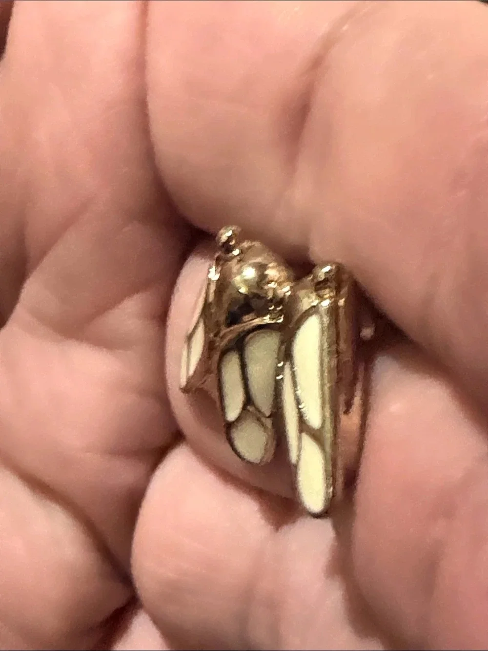 Tory Burch Gold-Tone Bee Stud Earrings with White Enamel Like New
